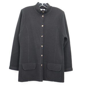 Mark, Fore & Strike Long Cardigan Black Knit Mock Neck Wool & Acrylic Women's S